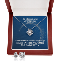 Be Strong And Courageous (Joshua 1:9) | Love Knot Necklace & Earring Set