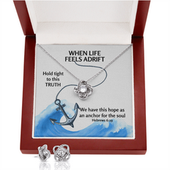 Hope Anchors The Soul (Hebrews 6:19) | Love Knot Necklace & Earring Set