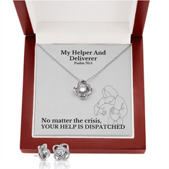 My Helper And Deliverer (Psalm 70:5) | Love Knot Necklace & Earring Set