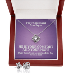 I Will Turn Your Mourning Into Joy (Jeremiah 31:13) | Love Knot Necklace & Earring Set