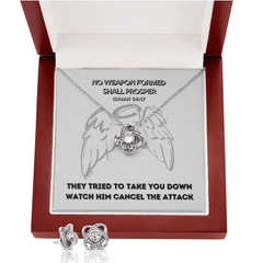 No Weapon Formed Shall Prosper (Isaiah 54:17) | Love Knot Necklace & Earring Set