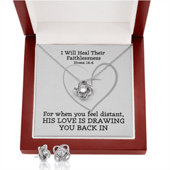I Will Heal Their  Faithlessness (Hosea 14:4) | Love Knot Necklace & Earring Set