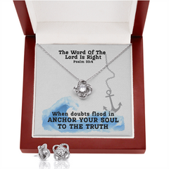 The Word Of The Lord Is Right (Psalm 33:4) | Love Knot Necklace & Earring Set