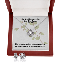 He Will Restore To You The Years (Joel 2:25) | Love Knot Necklace & Earring Set