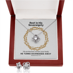 He Turns Sicknesses Away (Deuteronomy 7:15) | Love Knot Necklace & Earring Set