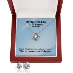 My Spirit Is Life And Peace (Romans 8:6) | Love Knot Necklace & Earring Set