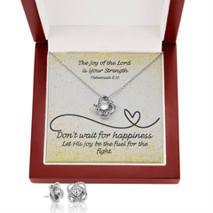 The Joy of the Lord Is Your Strength (Nehemiah 8:10) | Love Knot Necklace & Earring Set