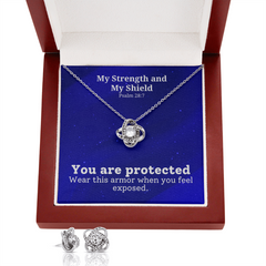 My Strength and My Shield (Psalm 28:7) | Love Knot Necklace & Earring Set