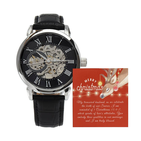 Men's Openwork Watch For Husband ~Corinthians 13:4-7~