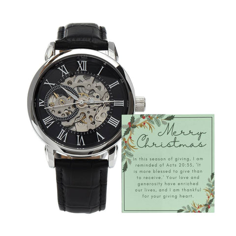 Men's Openwork Watch  For Husband ~Acts 20:35~