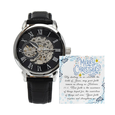 Men's Openwork Watch For Husband ~Hebrews 11:1~