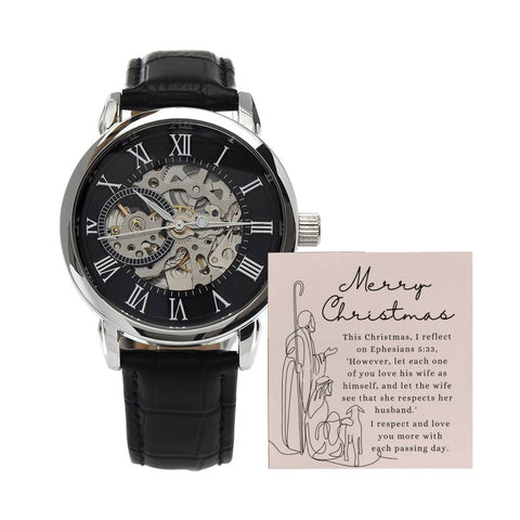 Men's Openwork Watch For Husband ~Ephesians 5:33~