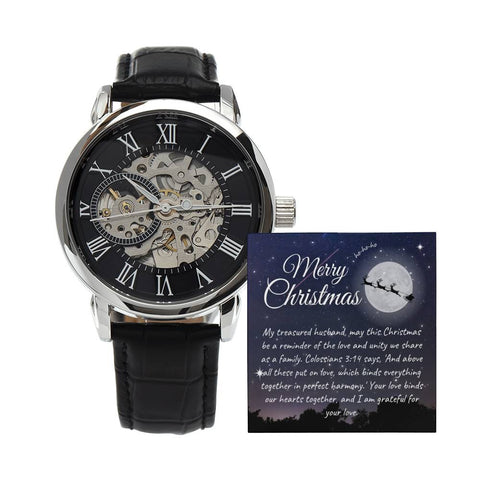 Men's Openwork Watch  For Husband ~Colossians 3:14~