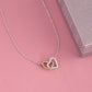 Interlocking Hearts CZ Crystal Rose/18K Gold Finish Necklace ~Proverbs 31:25-28~