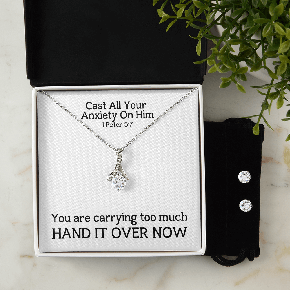 Cast All Your  Anxiety On Him (1 Peter 5:7) | Alluring Beauty Necklace & Earring Set