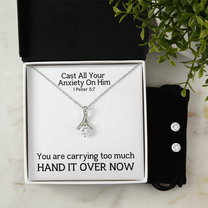Cast All Your  Anxiety On Him (1 Peter 5:7) | Alluring Beauty Necklace & Earring Set