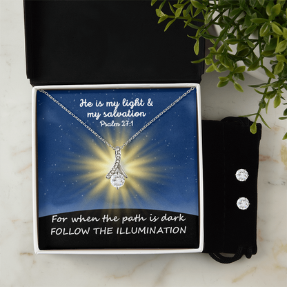 He Is My Light & My Salvation (Psalm 27:1) | Alluring Beauty Necklace & Earring Set