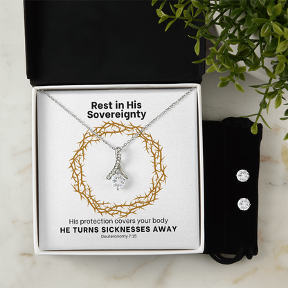 He Turns Sicknesses Away (Deuteronomy 7:15) | Alluring Beauty Necklace & Earring Set
