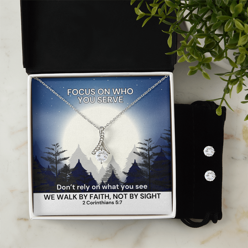 We Walk By Faith, Not By Sight (2 Corinthians 5:7) | Alluring Beauty Necklace & Earring Set