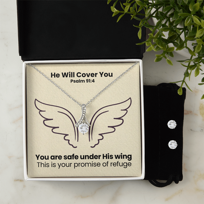 He Will Cover You (Psalm 91:4) | Alluring Beauty Necklace & Earring Set