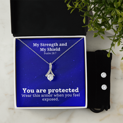 My Strength and My Shield (Psalm 28:7) | Alluring Beauty Necklace & Earring Set