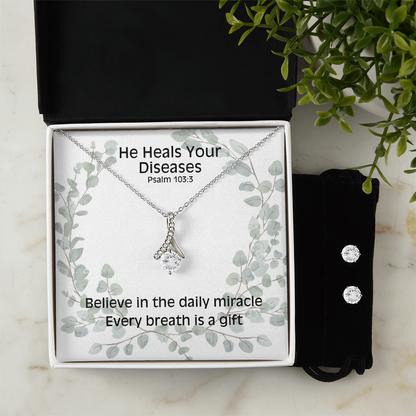 He Heals Your Diseases (Psalm 103:3) | Alluring Beauty Necklace & Earring Set