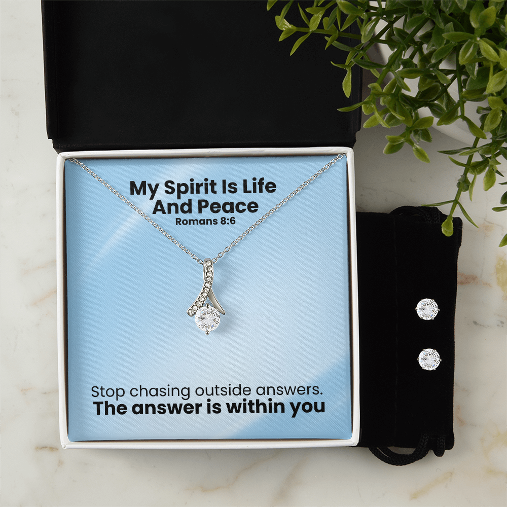 My Spirit Is Life And Peace (Romans 8:6) | Alluring Beauty Necklace & Earring Set