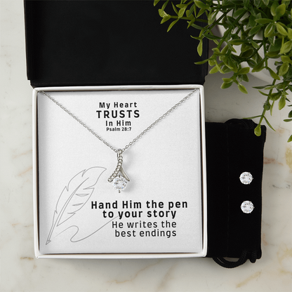 My Heart Trusts In Him (Psalm 28:7) | Alluring Beauty Necklace & Earring Set