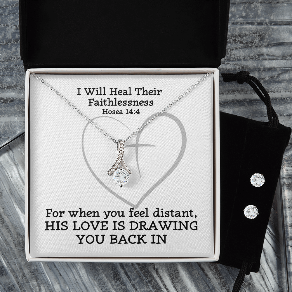 I Will Heal Their  Faithlessness (Hosea 14:4) | Alluring Beauty Necklace & Earring Set