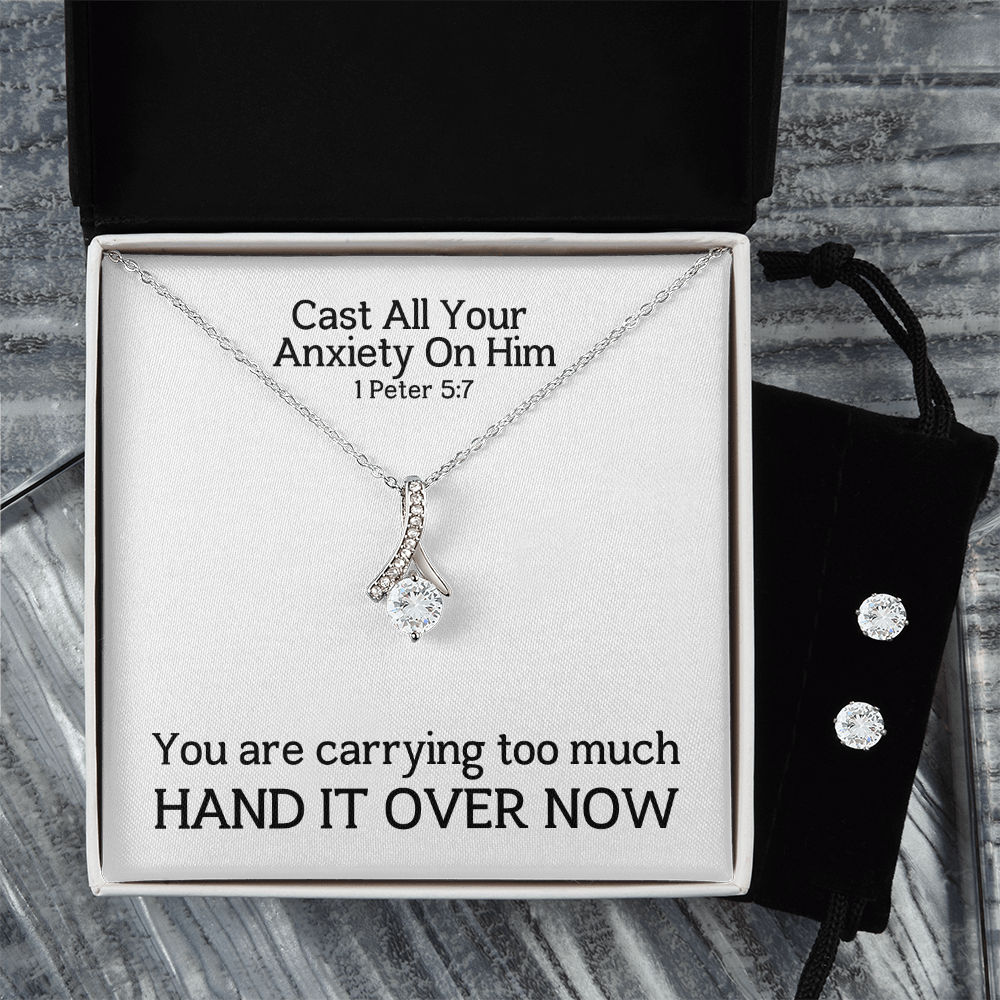 Cast All Your  Anxiety On Him (1 Peter 5:7) | Alluring Beauty Necklace & Earring Set