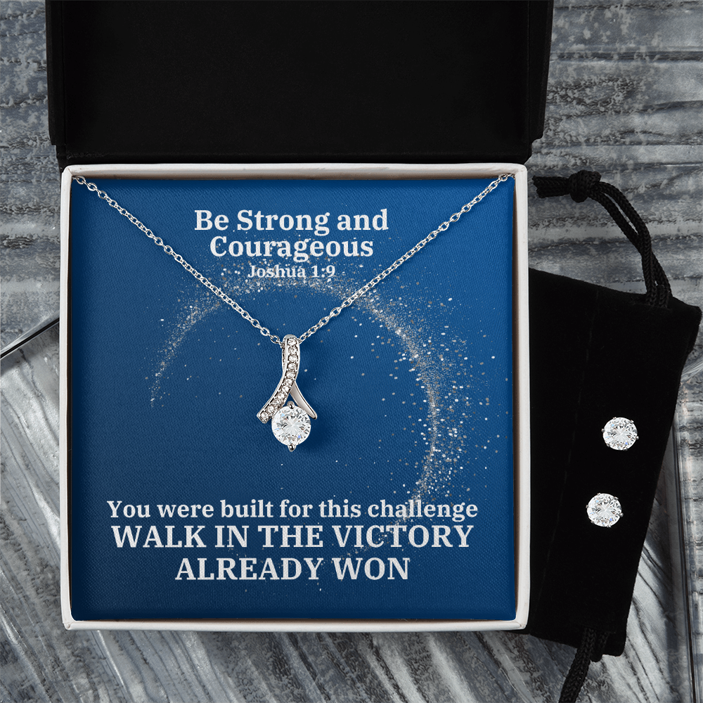 Be Strong And Courageous (Joshua 1:9) | Alluring Beauty Necklace & Earring Set
