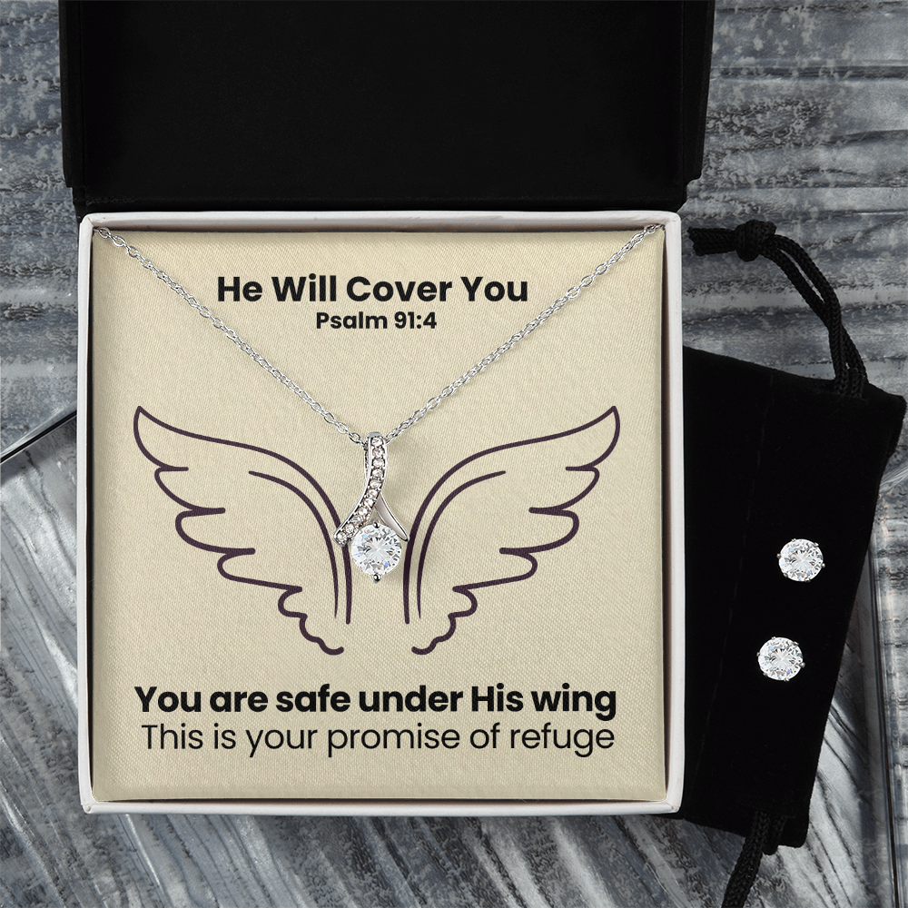 He Will Cover You (Psalm 91:4) | Alluring Beauty Necklace & Earring Set