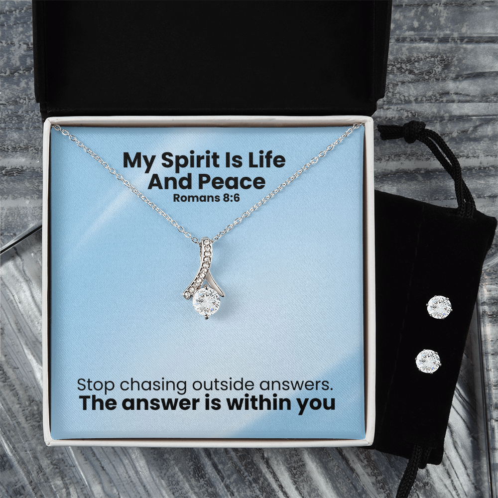 My Spirit Is Life And Peace (Romans 8:6) | Alluring Beauty Necklace & Earring Set