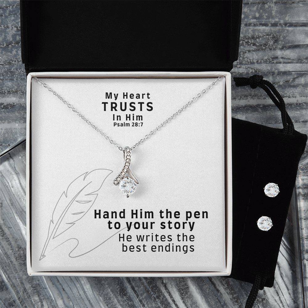 My Heart Trusts In Him (Psalm 28:7) | Alluring Beauty Necklace & Earring Set