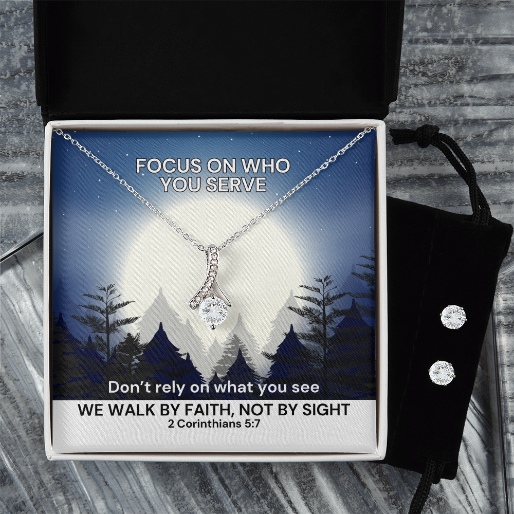 We Walk By Faith, Not By Sight (2 Corinthians 5:7) | Alluring Beauty Necklace & Earring Set