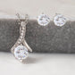 Alluring Beauty CZ Crystal 14K White Gold Finish Necklace & Earring ~Exodus 20:12~