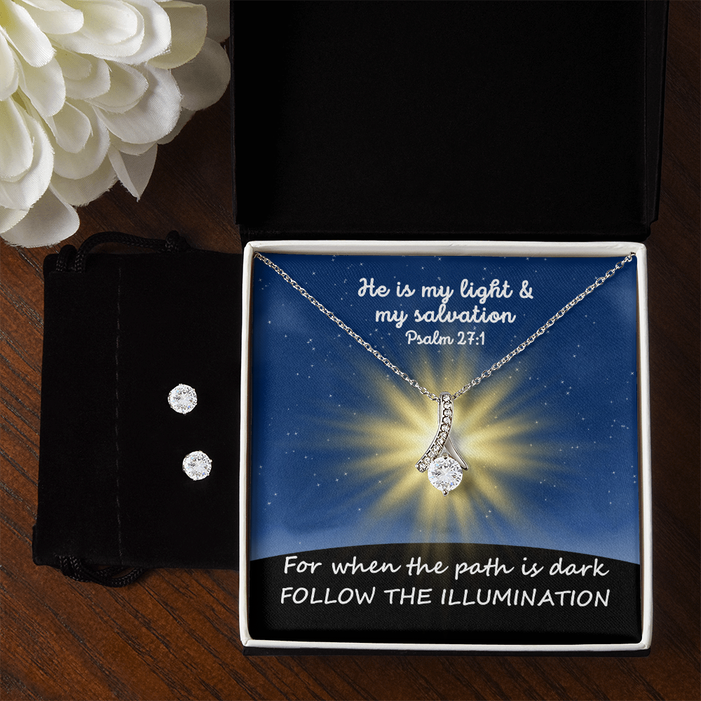 He Is My Light & My Salvation (Psalm 27:1) | Alluring Beauty Necklace & Earring Set