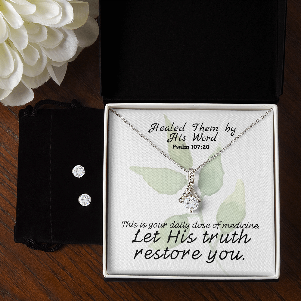 Healed Them By His Words (Psalm 107:20) | Alluring Beauty Necklace & Earring Set