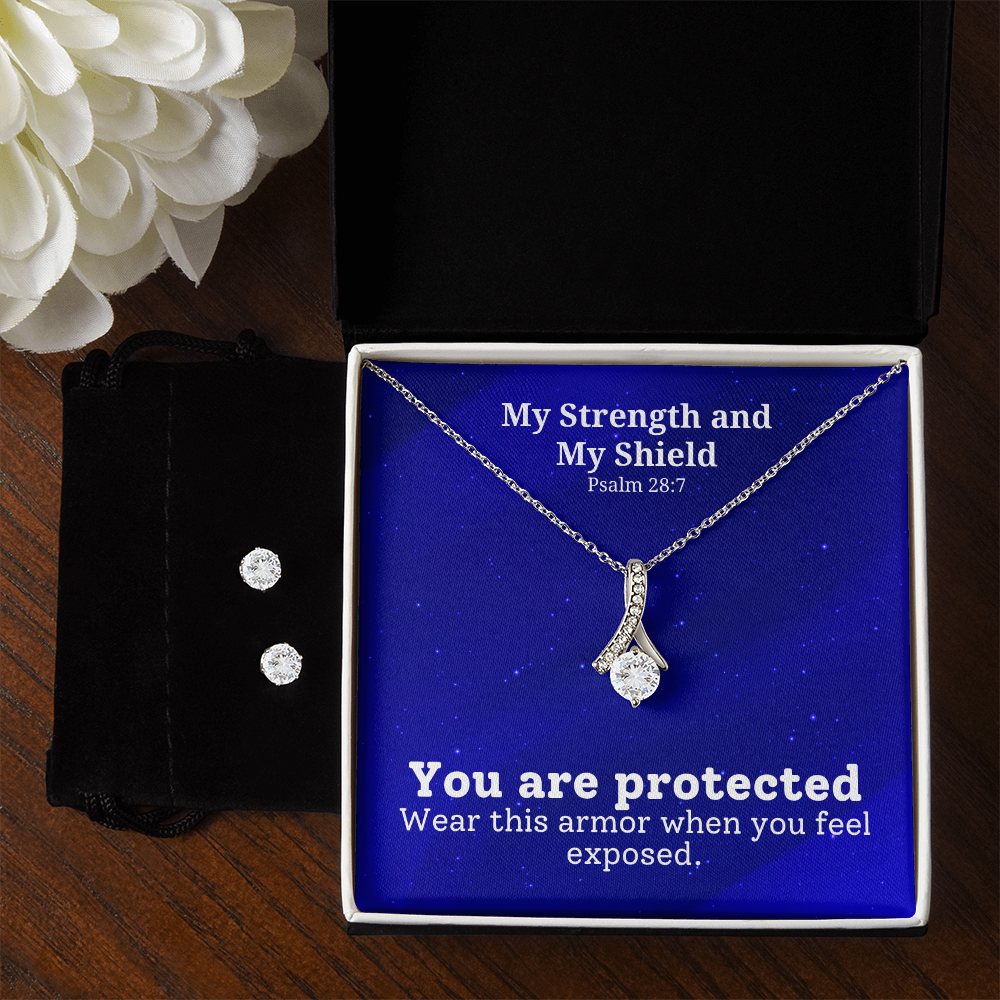 My Strength and My Shield (Psalm 28:7) | Alluring Beauty Necklace & Earring Set