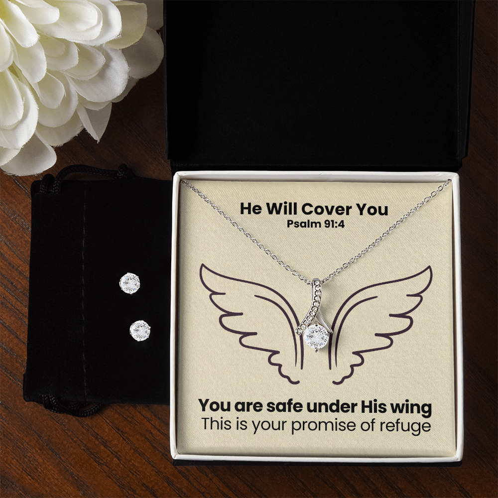 He Will Cover You (Psalm 91:4) | Alluring Beauty Necklace & Earring Set