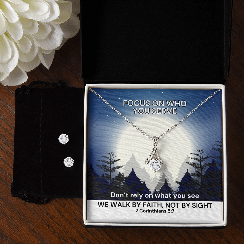 We Walk By Faith, Not By Sight (2 Corinthians 5:7) | Alluring Beauty Necklace & Earring Set