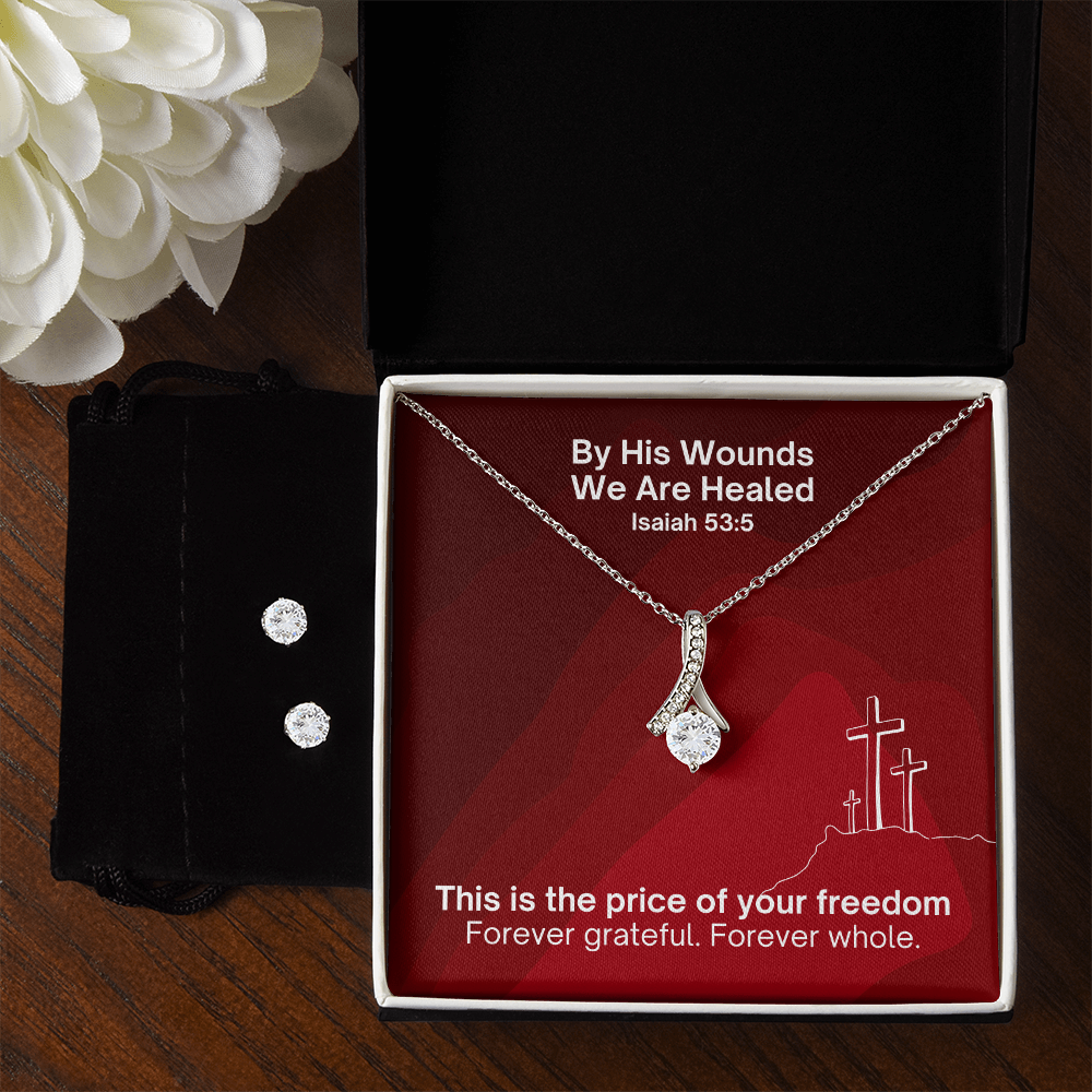 By His Wounds We Are Healed (Isaiah 53:5) | Alluring Beauty Necklace & Earring Set