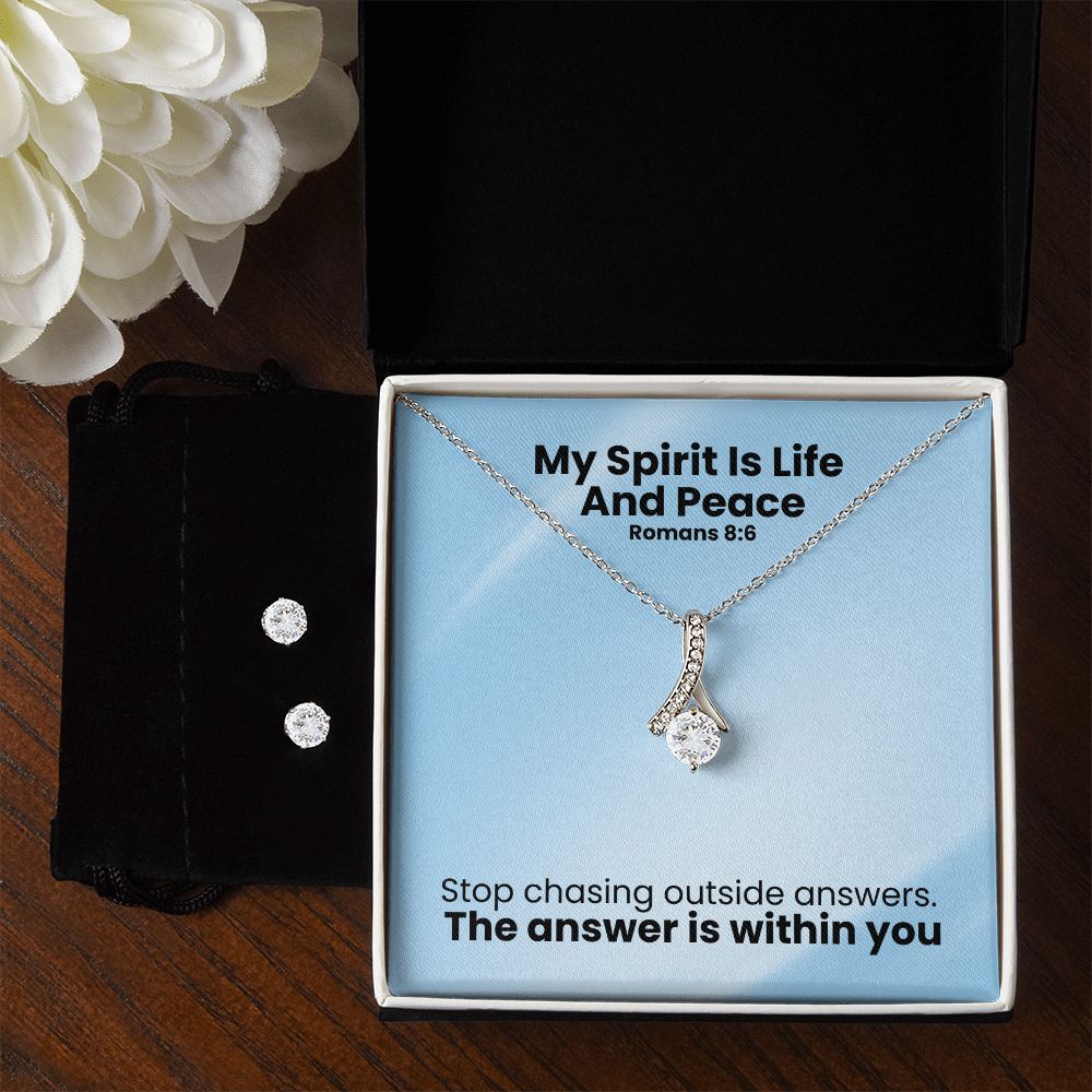 My Spirit Is Life And Peace (Romans 8:6) | Alluring Beauty Necklace & Earring Set