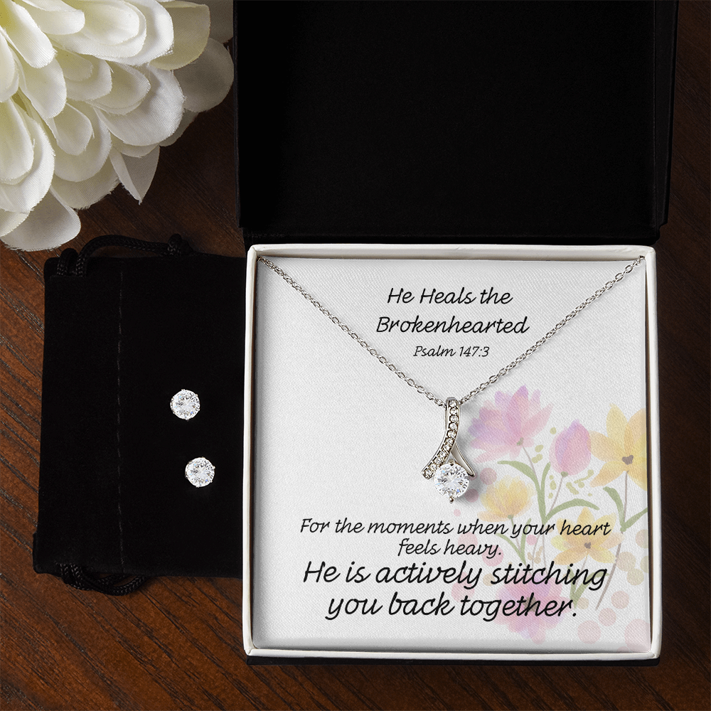 He Heals The Brokenhearted (Psalm 147:3) | Alluring Beauty Necklace & Earring Set