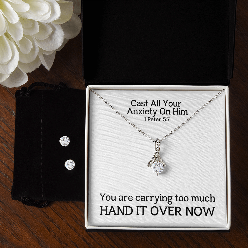 Cast All Your  Anxiety On Him (1 Peter 5:7) | Alluring Beauty Necklace & Earring Set