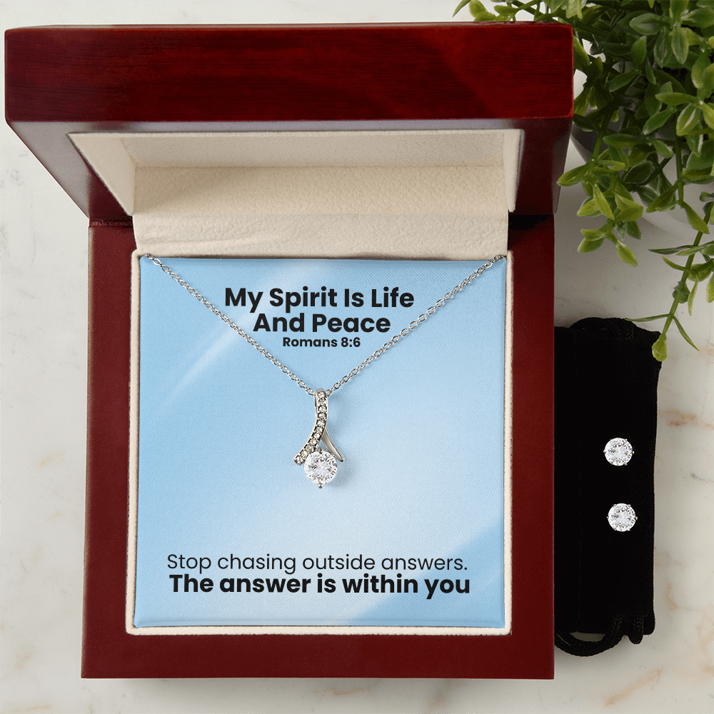 My Spirit Is Life And Peace (Romans 8:6) | Alluring Beauty Necklace & Earring Set