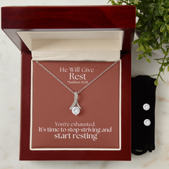 He Will Give  Rest (Matthew 11:28) | Alluring Beauty Necklace & Earring Set