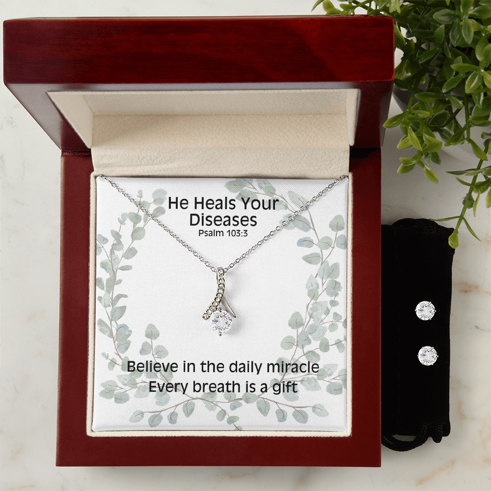 He Heals Your Diseases (Psalm 103:3) | Alluring Beauty Necklace & Earring Set