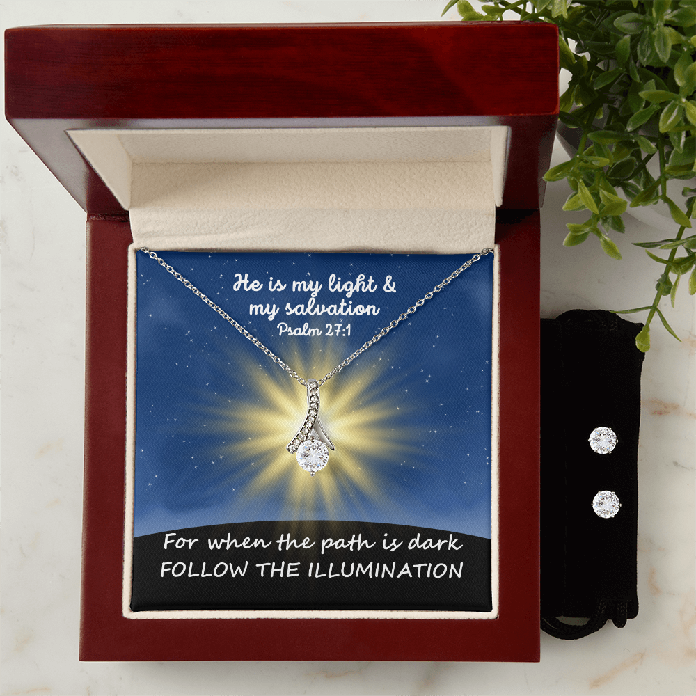 He Is My Light & My Salvation (Psalm 27:1) | Alluring Beauty Necklace & Earring Set