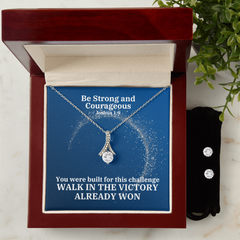 Be Strong And Courageous (Joshua 1:9) | Alluring Beauty Necklace & Earring Set